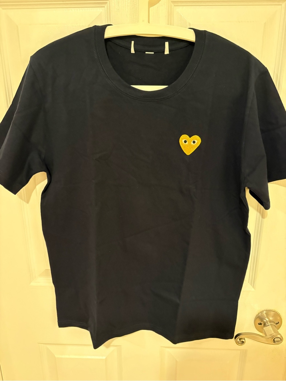 black T-Shirt with gold Heart Patch